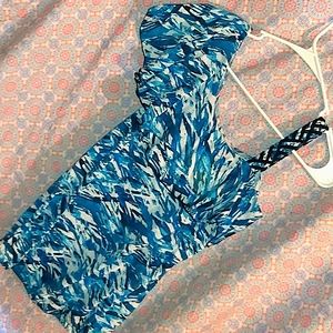 🍒Cute aqua one shoulder tank top!